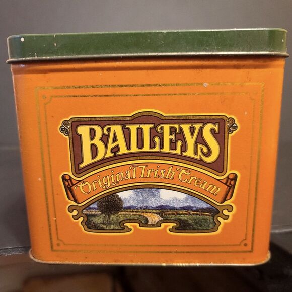 Baileys Original Irish Cream Vintage Tin Container Box Green Made in England - Picture 3 of 11
